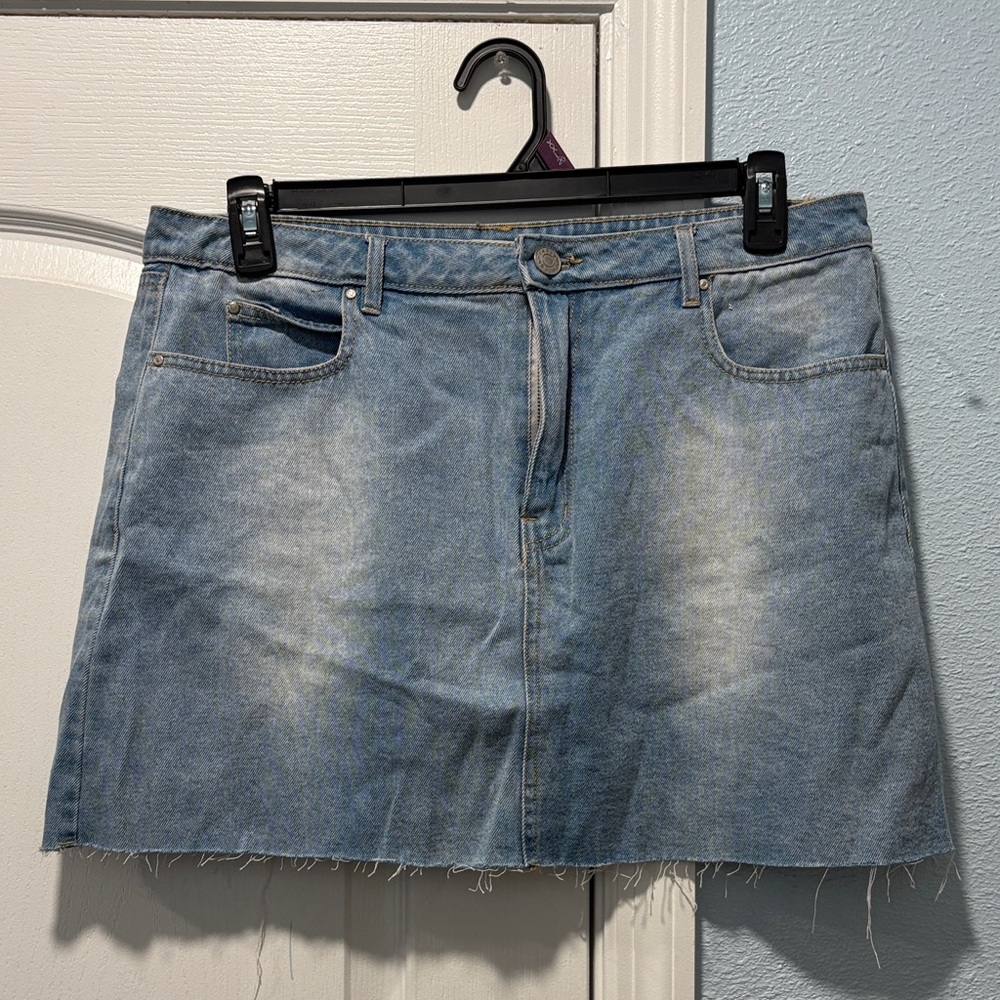 Refuge Light Blue Denim Mini Skirt
